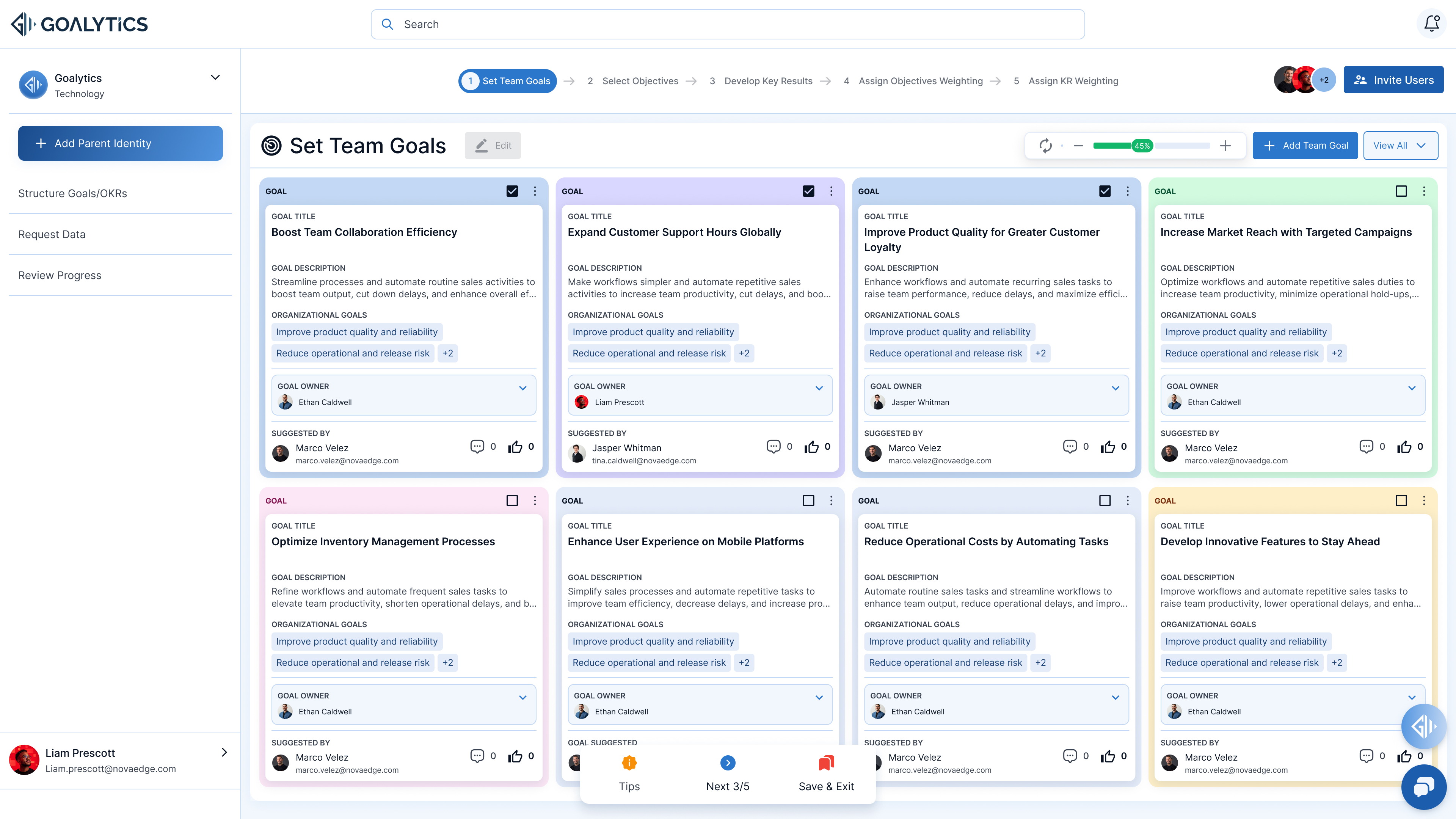 Brainstorm goals together, live
