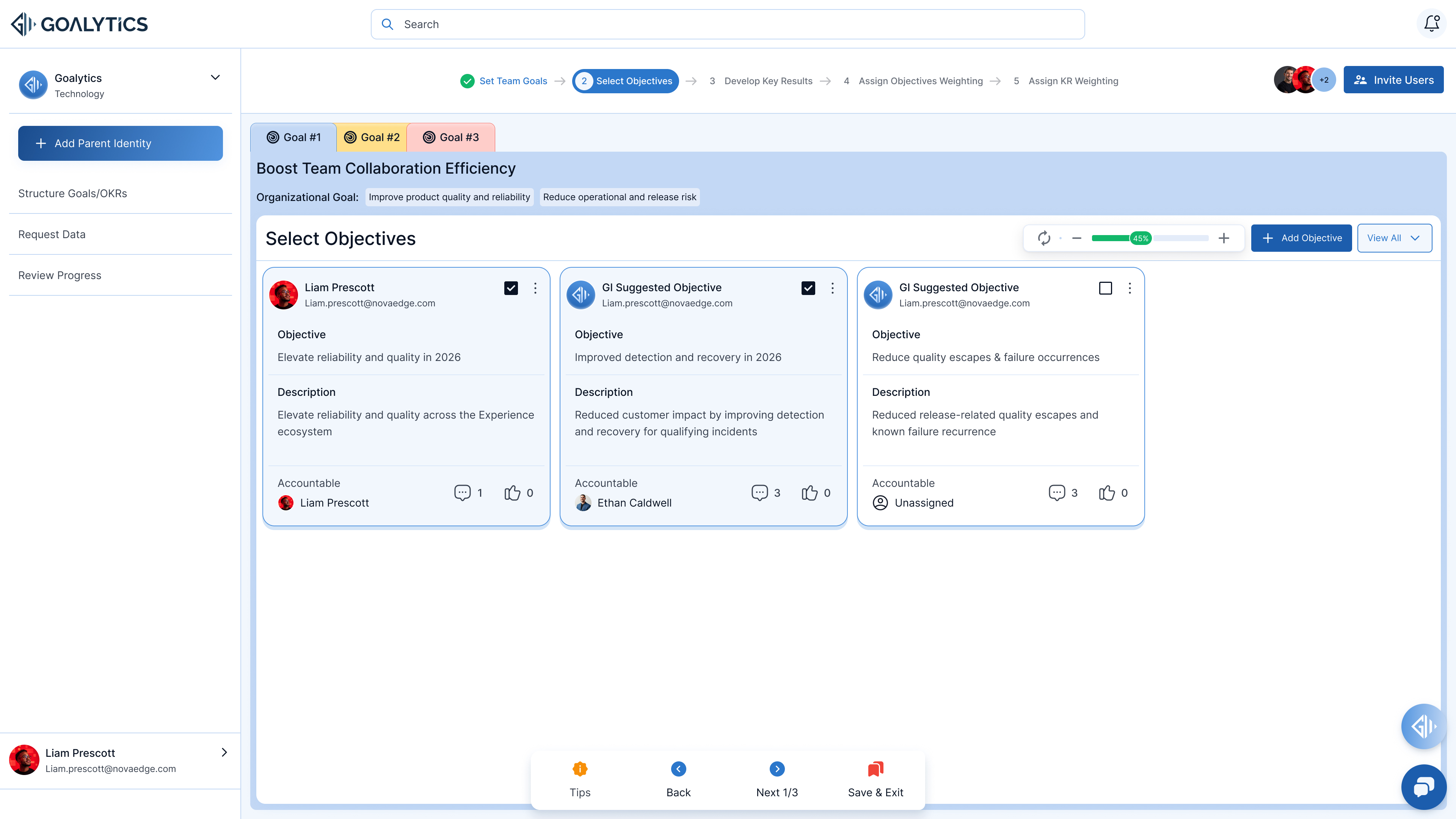 Define objectives and key results